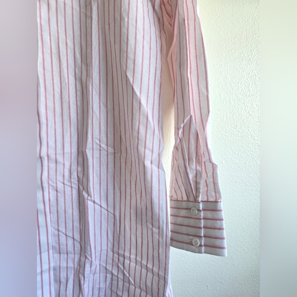 NWT! Harshman,  Willow Shirt Dress, White/Rose Pink Stripes, Medium -MSRP $244 - Picture 9 of 13